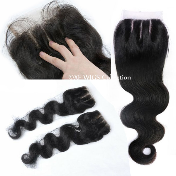 Three Part 100% Human Hair Body Wave Lace Closure