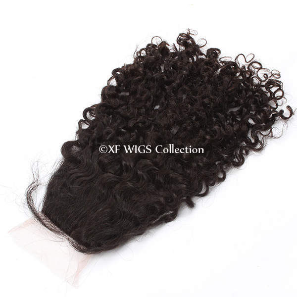 7A Grade Brazilian Human Virgin Hair Kinky Curl Full Lace Closure With Baby Hair