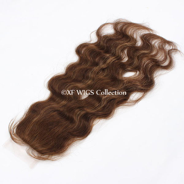 Body wave human hair highlights color lace closure 4x4 