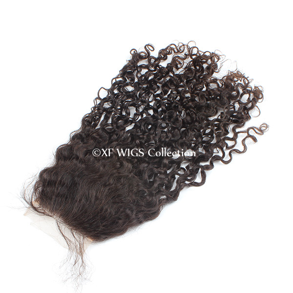 Real factory price peruvian curly hair top closure