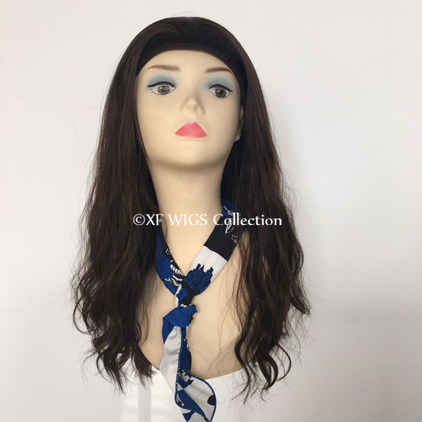 Custom made 22inch very wavy bandfall wig 100% European hair bandfall wig