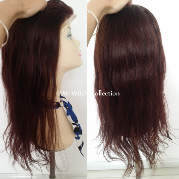 Customized beautiful red hair human hair silk top women's toupee 