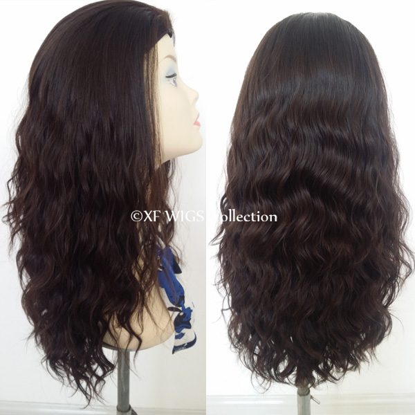 European Hair 22 inches Brown 4# Color Jewish Band Fall Wig