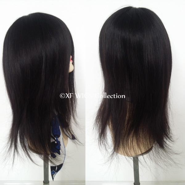 Wholesale Virgin Human Hair Black PU Around Women Toupee