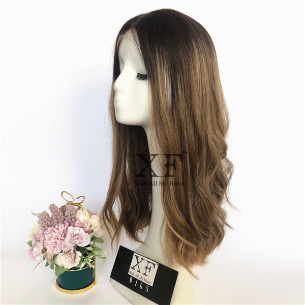 European hair ashy blond with HL and rooted mall layer wigs