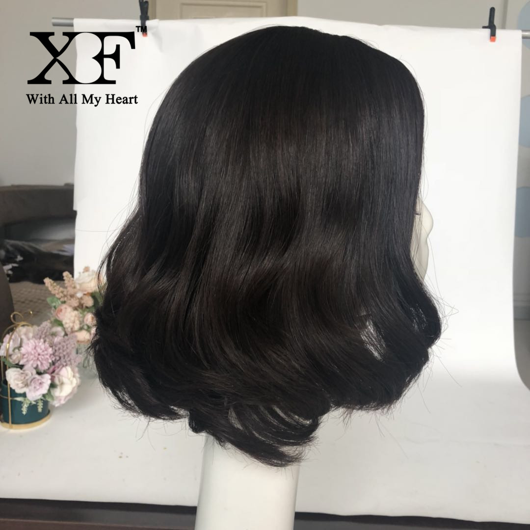 Natural stragiht skin top unprocessed Brazilian  human hair for jewish wig