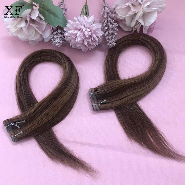 Top quality Straight 100% human hair Tape Hair Extensions