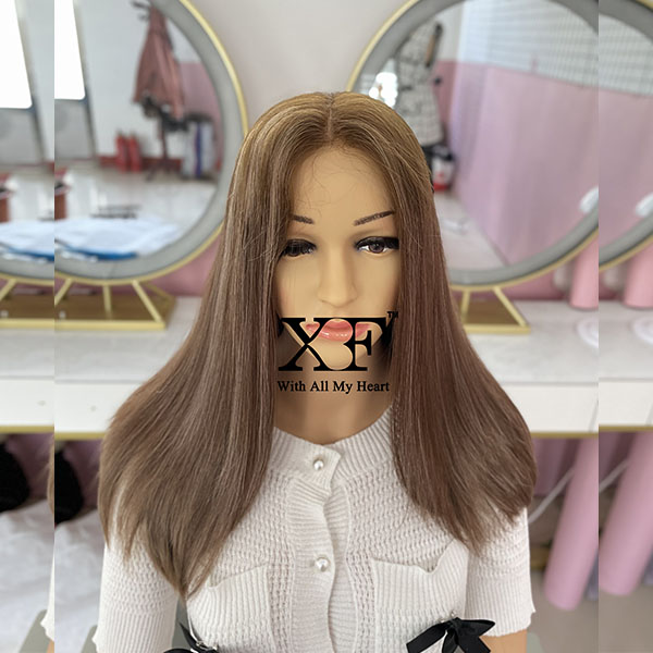 XF Wigs Luxury hair  Swiss lace highlights 100% European hair jewish wig lace top wig